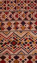 Detail van een phaa sabai gemaakt door Tai Nuea of Tai Daeng wevers uit Hua Phan, Laos