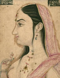 Lal Kunwar, favoriet van de 8e Mughal Keizer Jahandar Shah (overleden 1125 AH/AD 1713), Mughal miniatuur