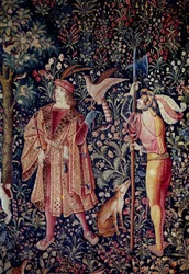 Het uitgaan van het seigneuriale leven: vertrek voor de jacht (detail)
