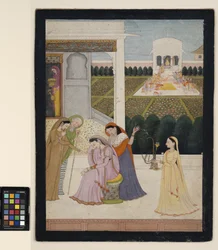 Een dame troosteloos, terwijl de anderen Holi spelen, c.1790