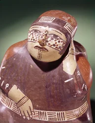 Aardewerk cacaoplukkers, Nazca Cultuur (detail)