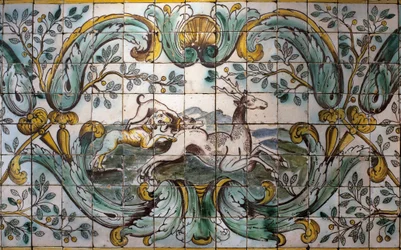 Honden jagen op een hert (detail)