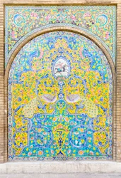 Tegeltableau in het Golestan-paleis, Teheran, Iran