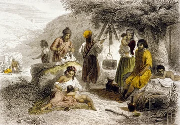 Bohemiens, Rusland (kleurgravure)