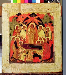 Dormition van de Maagd (olieverf op paneel)