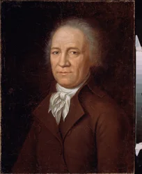 Portret van de boer Andrei Bolotov. Schilderij van een Russische meester, olie op doek, eind 18e eeuw. State History Museum, Moskou.