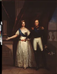Portretten van keizer Alexander I (1777-1825) met zijn vrouw (Elisabeth Alexeievna, geboren prinses Louise Augusta van Baden)