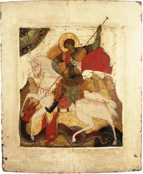 Sint Joris en de draak - Russische icoon, vroege 16e eeuw