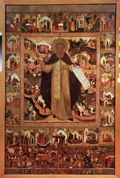 Sint Sergius van Radonezh met scènes uit zijn leven