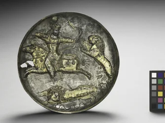 Schaal: Koning Hormizd II of Hormizd III op Leeuwenjacht, 400-600