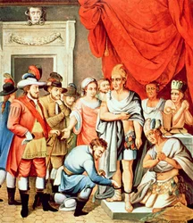 Hernan Cortes Beveelt Boeien aan de Enkels van Montezuma