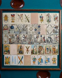 Kaarten spelen, detail van Catalaanse kaarttafel, Spanje