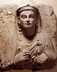 Oosterse oudheid: grafbuste van Saba. Uit Palmyra. 2e-3e eeuw. Parijs, Louvre Museum