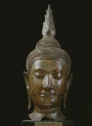 Hoofd van Boeddha in meditatie