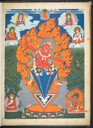 Add. Or. 3052 Een van 12 tekeningen die Tibetaanse godheden afbeelden door een Tibetaanse kunstenaar, waarschijnlijk in Lhasa, c.1800 (gouache op papier)