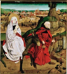 De vlucht naar Egypte (schilderij op hout)