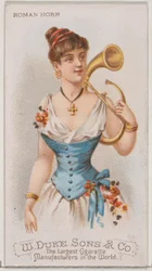 Romeinse Hoorn, uit de serie Muziekinstrumenten N82 voor Duke merk sigaretten, 1888