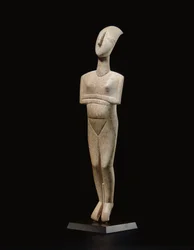 Cycladische liggende vrouwelijke figuur, naamstuk van de Schuster Meester, Vroeg Cycladisch II, c.2400 v.Chr.