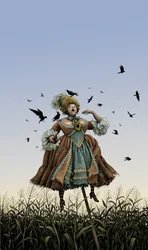 Barok Operatische Sopraan Vogelverschrikker, 2008 (scratchboard, digitaal ingekleurd)