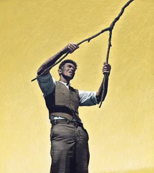 De regenmaker, 2000 (scratchboard, digitaal ingekleurd)