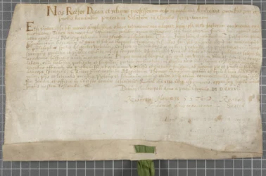 Diploma uitgegeven door de universiteit aan Thomas James