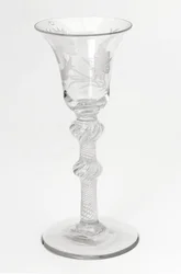 Gegraveerd Jacobitisch luchtgedraaid drinkglas, ca. 1760