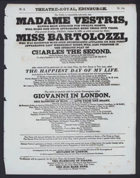 Theaterprogramma voor het Theatre Royal, Edinburgh, 9 oktober 1829