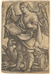 Sint Jan met zijn hoofd driekwart naar links gedraaid, met een boek in zijn rechterhand, 1541