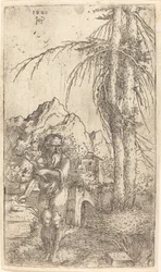 Sint Hiëronymus in een landschap