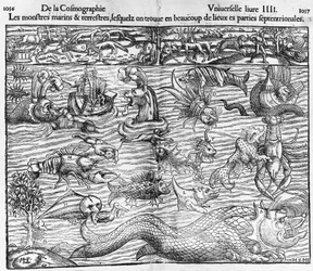 Zee- en landmonsters, illustratie uit Cosmographia Universalis van Sebastian Munster (1489-1552)