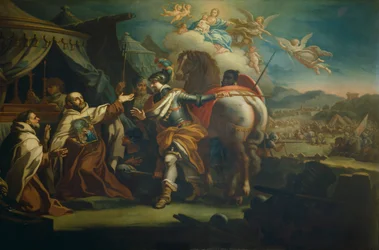Overhandiging van vereerd beeld van Onze-Lieve-Vrouw van Overwinning aan Vader Domenico di Gesu Maria, Kerk van Santa Maria della Vittoria, Rome, Italië