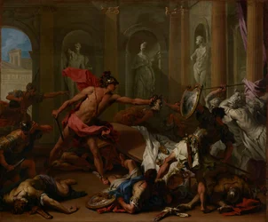Perseus confronteert Phineus met het hoofd van Medusa