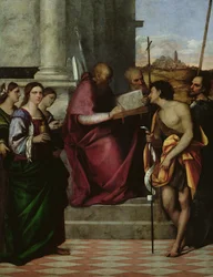 St. Johannes Chrysostomos met SS. Paulus, Liberalis, Johannes de Doper, Cecilia, Catharina en Maria Magdalena, 1509