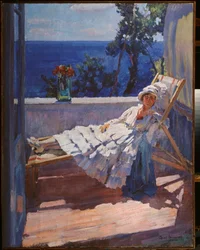 Een dame op het balkon