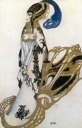 Kostuumschets voor Salome uit het ballet De ... (aquarel op papier)