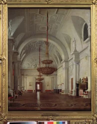 Zicht op de witte hal van het Winterpaleis in Sint-Petersburg