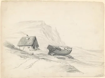 Huis en boot aan de oever