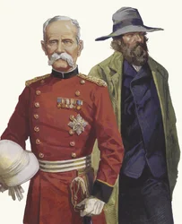 Boerenoorlog: Lord Roberts en Pier Cronje (gouache op papier)