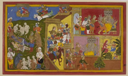 Indrajit verwondt Rāma en Lakṣmaṇa; de apen wanhopen maar Vibhīṣaṇa troost hen