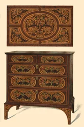 Ladenkast ingelegd met marqueterie, 1905