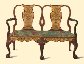 Notenhouten Bank ingelegd met Marqueterie