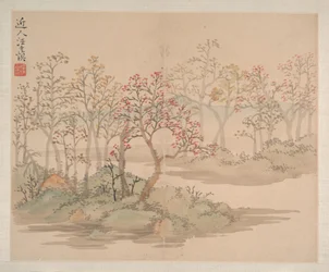 Landschappen en bloemen, gedateerd 1745 (album van acht schilderijen; inkt en kleur op papier)