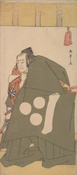 De acteur Nakamura Nakazo in Shibaraku in donkergroene gewaden, ca. 1781
