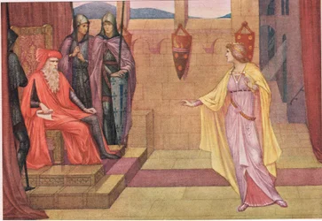 Irmingard en haar vader. Mijn vader sprak, "dit, of het klooster en de sluier".