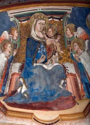 Maagd en Kind (detail) - Fresco van de School van Siena