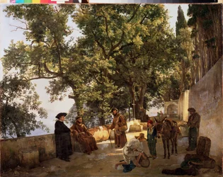Een terras aan de kust, nabij Sorrento