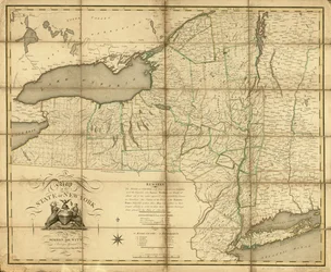 Een kaart van de staat New York. LOC 74696138