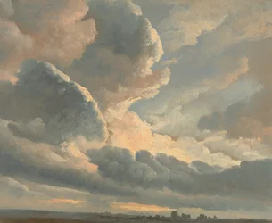 Studie van wolken met zonsondergang bij Rome
