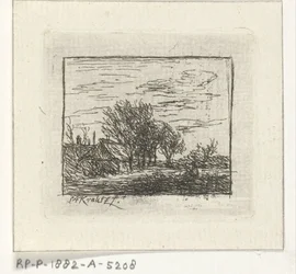 Landschap met huizen en bomen