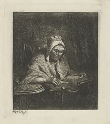 Lezende oude vrouw